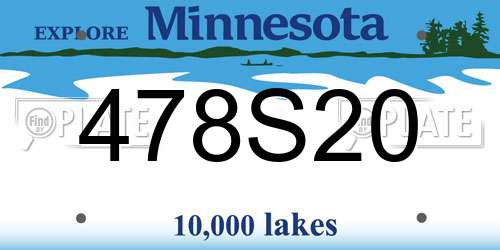 478S20 Minnesota License Plate