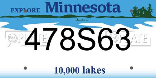 478S63 Minnesota License Plate