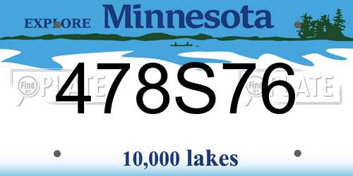 478S76 Minnesota License Plate