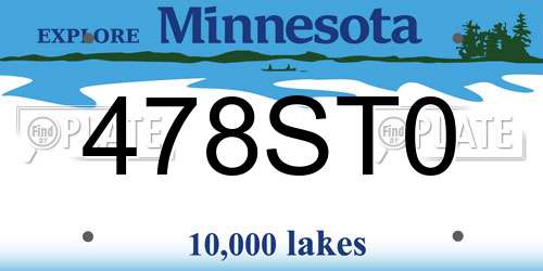 478ST0 Minnesota License Plate