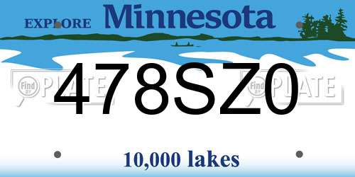 478SZ0 Minnesota License Plate