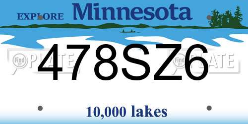 478SZ6 Minnesota License Plate