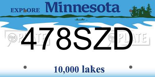 478SZD Minnesota License Plate