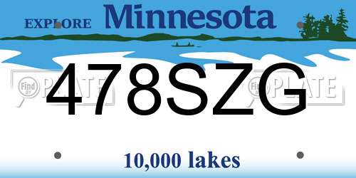 478SZG Minnesota License Plate