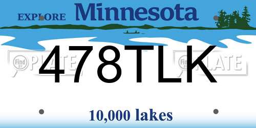 478TLK Minnesota License Plate