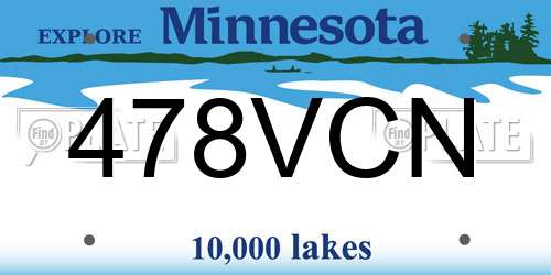 478VCN Minnesota License Plate