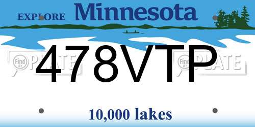 478VTP Minnesota License Plate