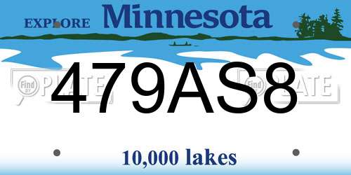 479AS8 Minnesota License Plate