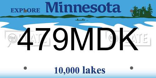 479MDK Minnesota License Plate