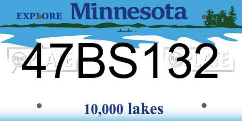 47BS132 Minnesota License Plate