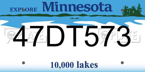 47DT573 Minnesota License Plate