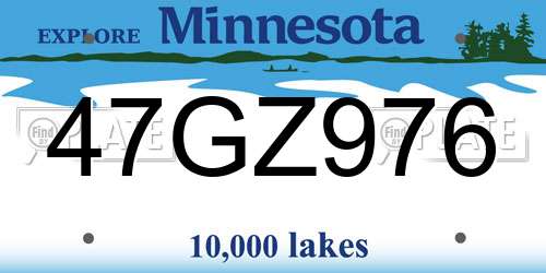 47GZ976 Minnesota License Plate