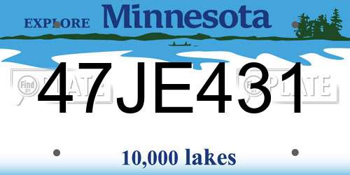 47JE431 Minnesota License Plate
