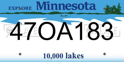 47OA183 Minnesota License Plate