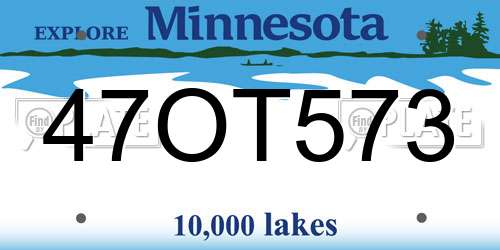 47OT573 Minnesota License Plate
