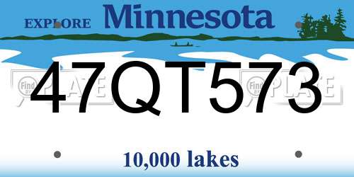 47QT573 Minnesota License Plate