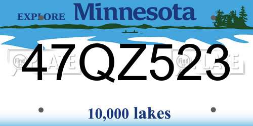 47QZ523 Minnesota License Plate