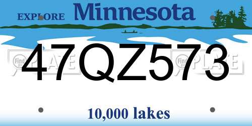 47QZ573 Minnesota License Plate