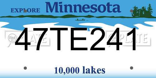 47TE241 Minnesota License Plate