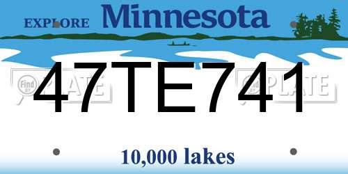 47TE741 Minnesota License Plate