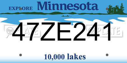 47ZE241 Minnesota License Plate