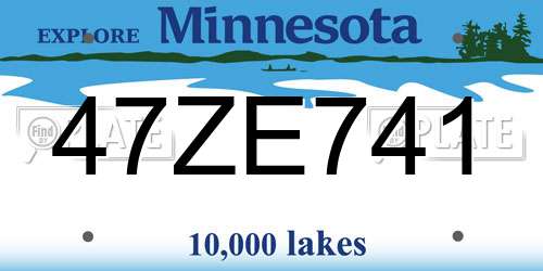 47ZE741 Minnesota License Plate
