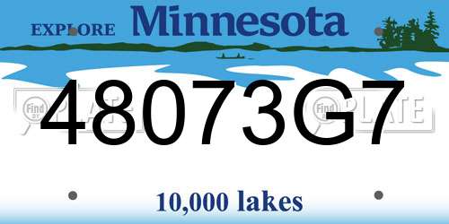 48073G7 Minnesota License Plate