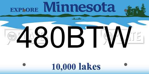 480BTW Minnesota License Plate