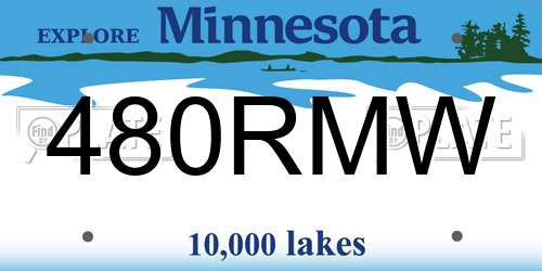 480RMW Minnesota License Plate