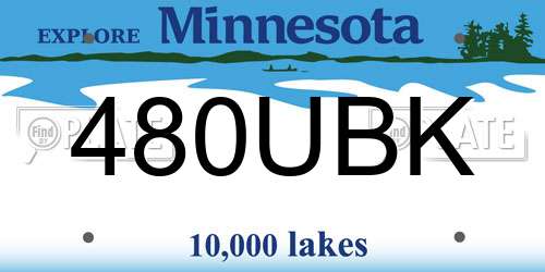 480UBK Minnesota License Plate