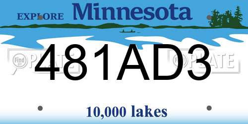 481AD3 Minnesota License Plate