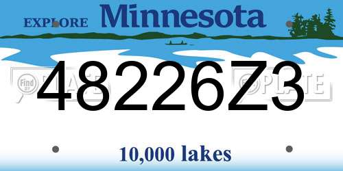 48226Z3 Minnesota License Plate