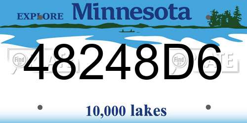 48248D6 Minnesota License Plate