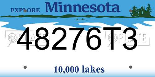 48276T3 Minnesota License Plate