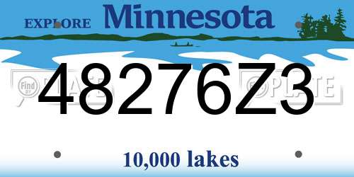 48276Z3 Minnesota License Plate
