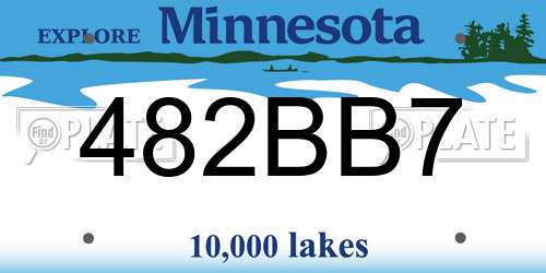 482BB7 Minnesota License Plate