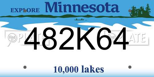 482K64 Minnesota License Plate