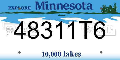 48311T6 Minnesota License Plate