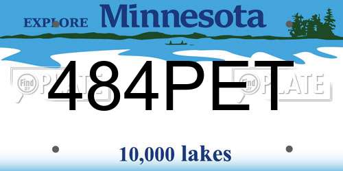 484PET Minnesota License Plate