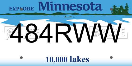 484RWW Minnesota License Plate