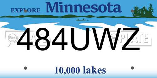 484UWZ Minnesota License Plate