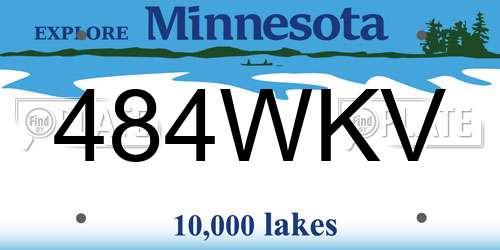 484WKV Minnesota License Plate