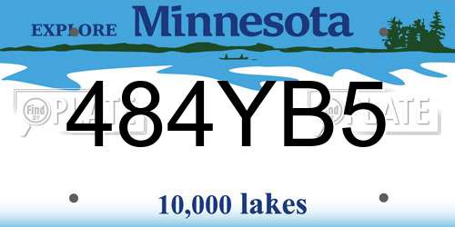 484YB5 Minnesota License Plate