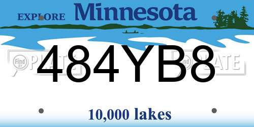 484YB8 Minnesota License Plate