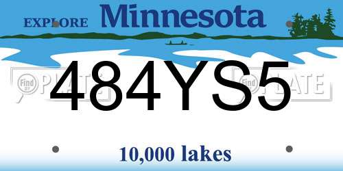 484YS5 Minnesota License Plate
