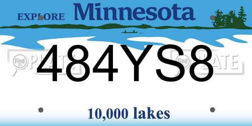 484YS8 Minnesota License Plate