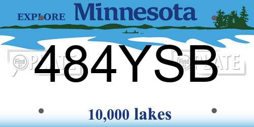484YSB Minnesota License Plate