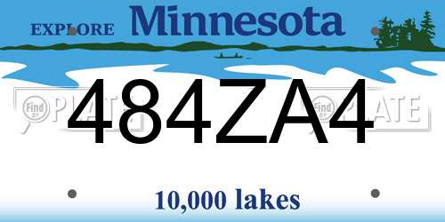 484ZA4 Minnesota License Plate