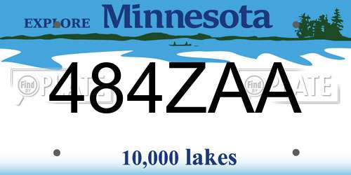 484ZAA Minnesota License Plate