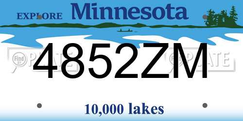 4852ZM Minnesota License Plate